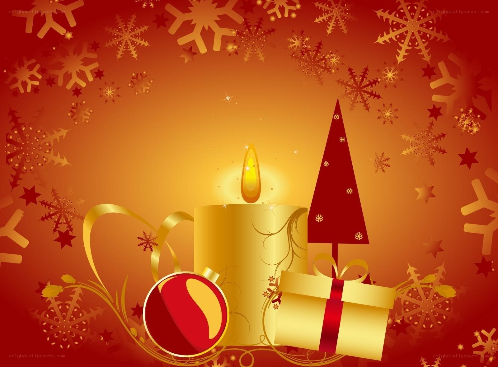 Christmas candle and gifts