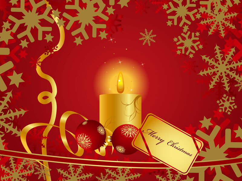 Christmas candle and ornaments