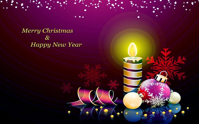 Christmas Candle and Ornaments — Purple