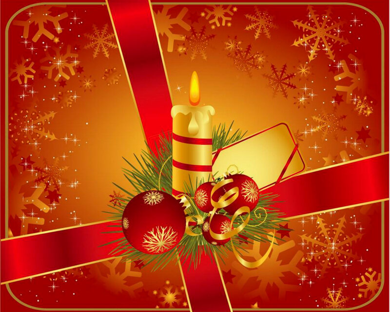 Christmas Candle and Ornaments — Red, Festive, Winter, Vector Art