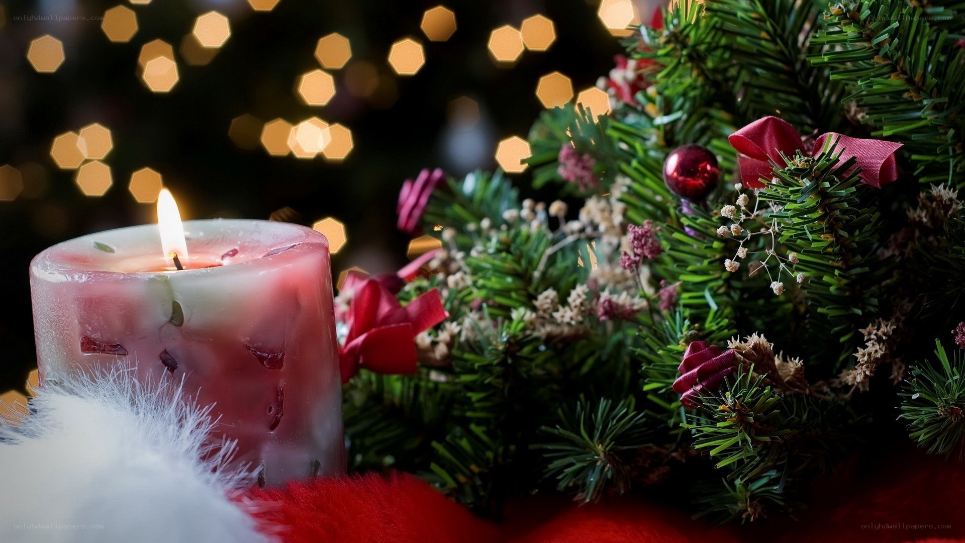 Christmas candle and tree decor