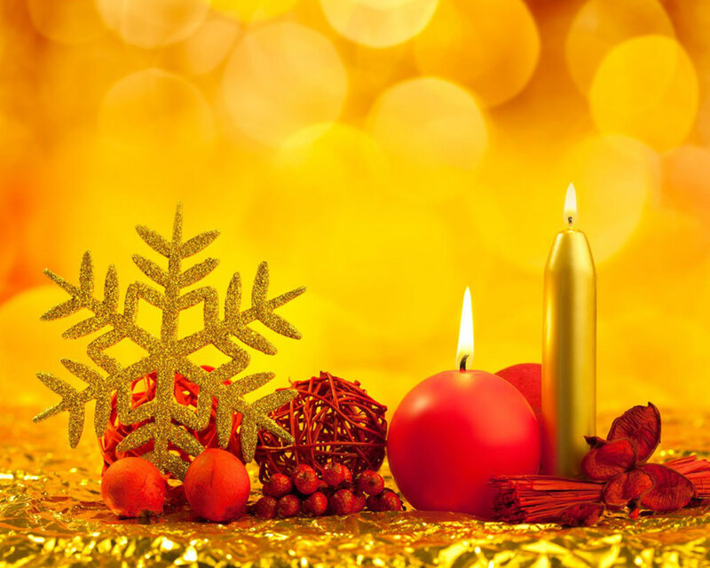 Christmas Candle Arrangement — Gold, Festive, Winter, Photograph