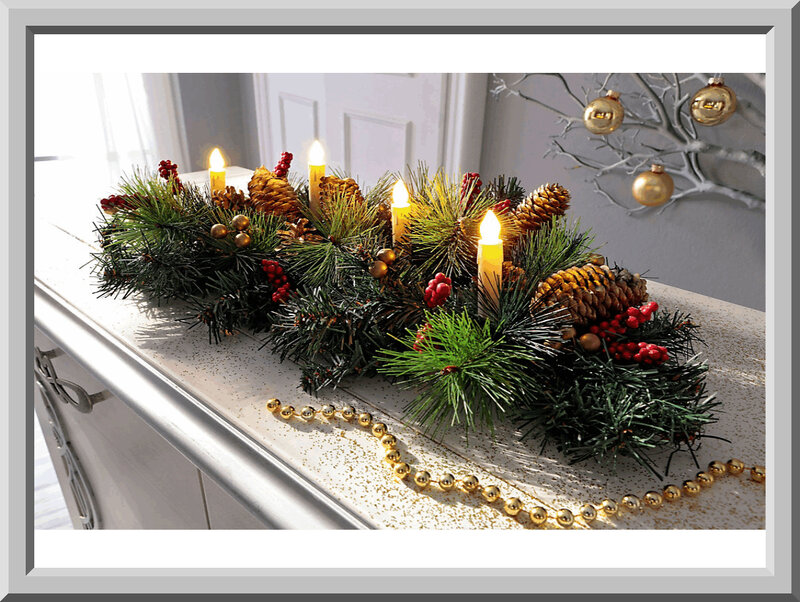 Christmas Candle Arrangement — Green, Festive, Winter, Photograph