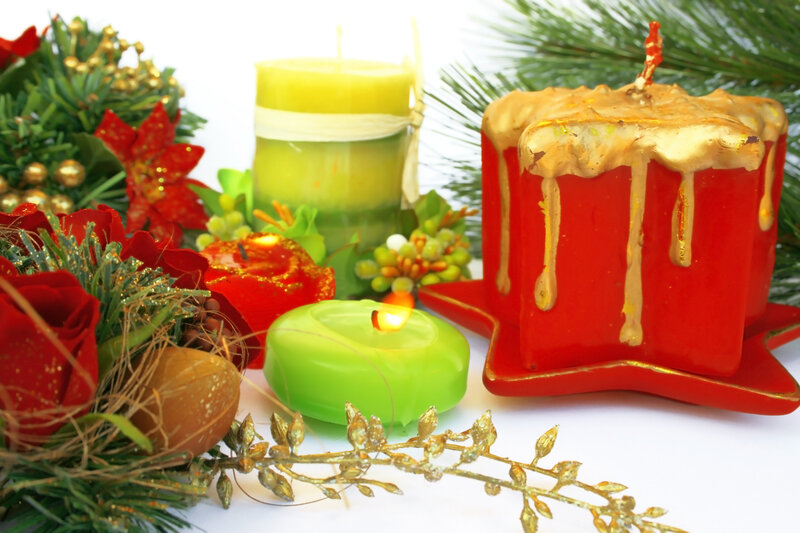 Christmas Candle Arrangement — Red, Festive, Winter, Photograph, Candles