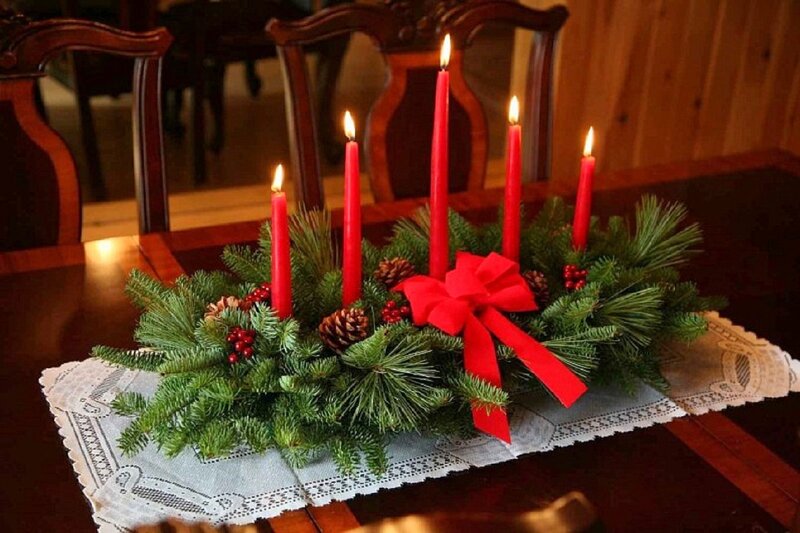 Christmas Candle Centerpiece — Green