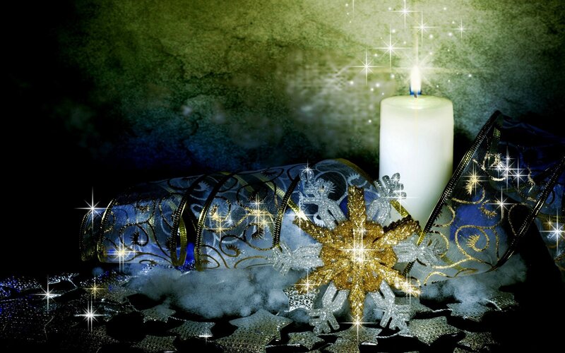 Christmas candle with decorations