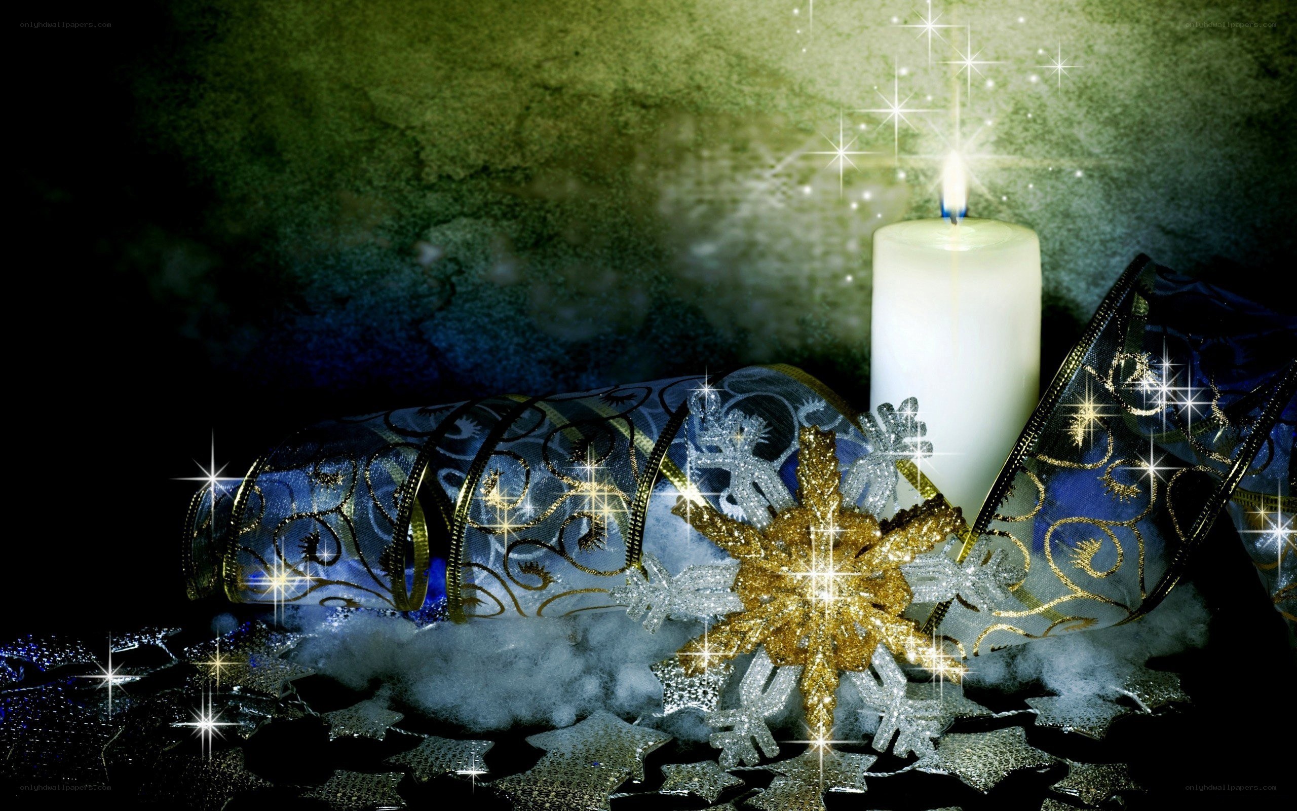 Christmas candle with decorations
