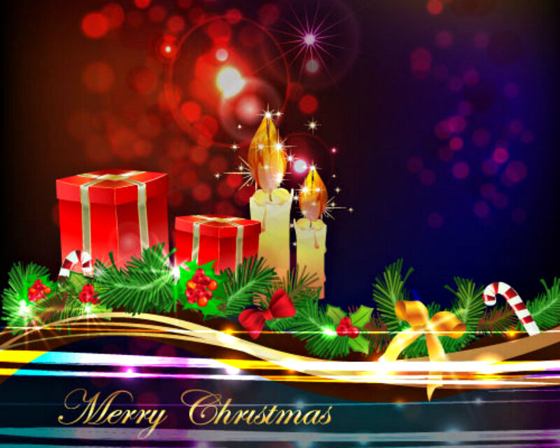 Christmas Candles and Gifts — Red, Festive