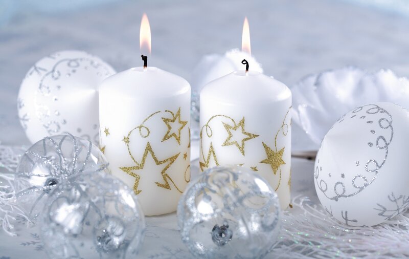 Christmas candles and ornaments
