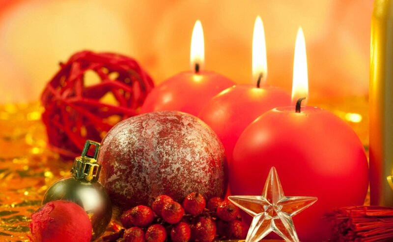 Christmas candles and ornaments