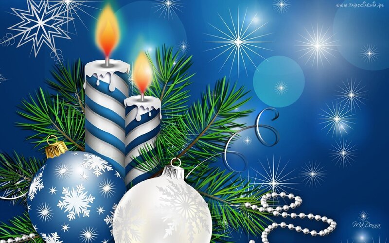 Christmas Candles and Ornaments — Blue