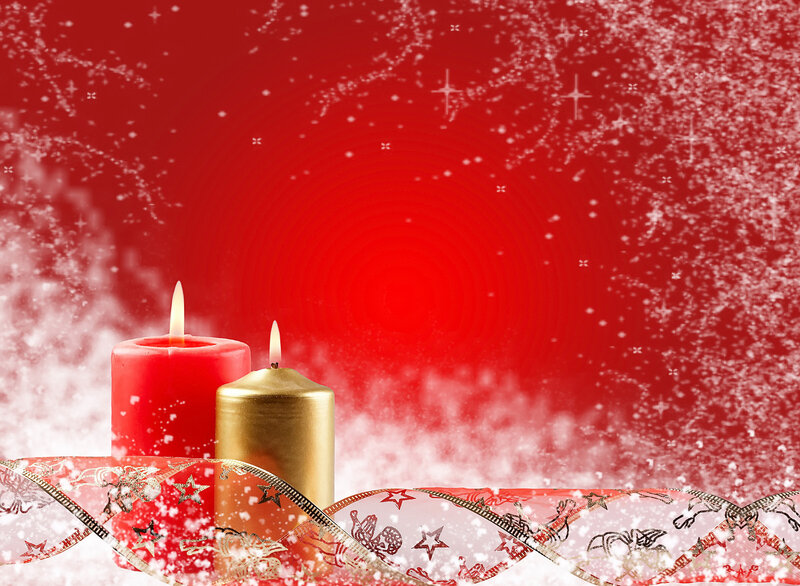 Christmas candles with ribbon