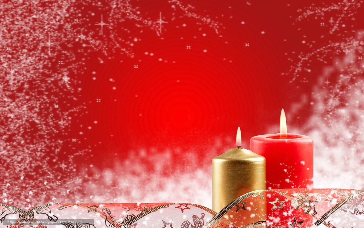 Christmas candles with snow