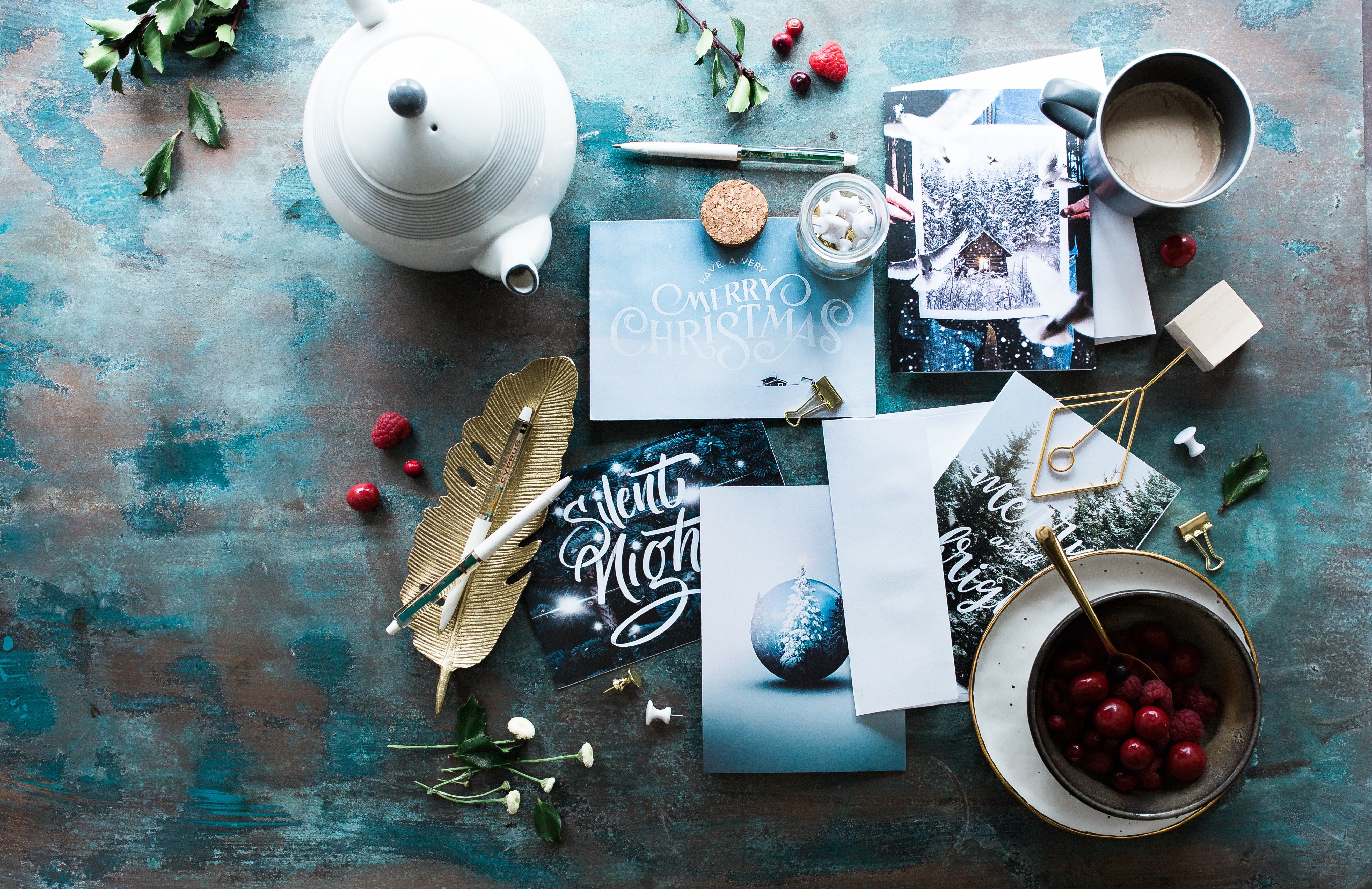 Christmas card stationery setup