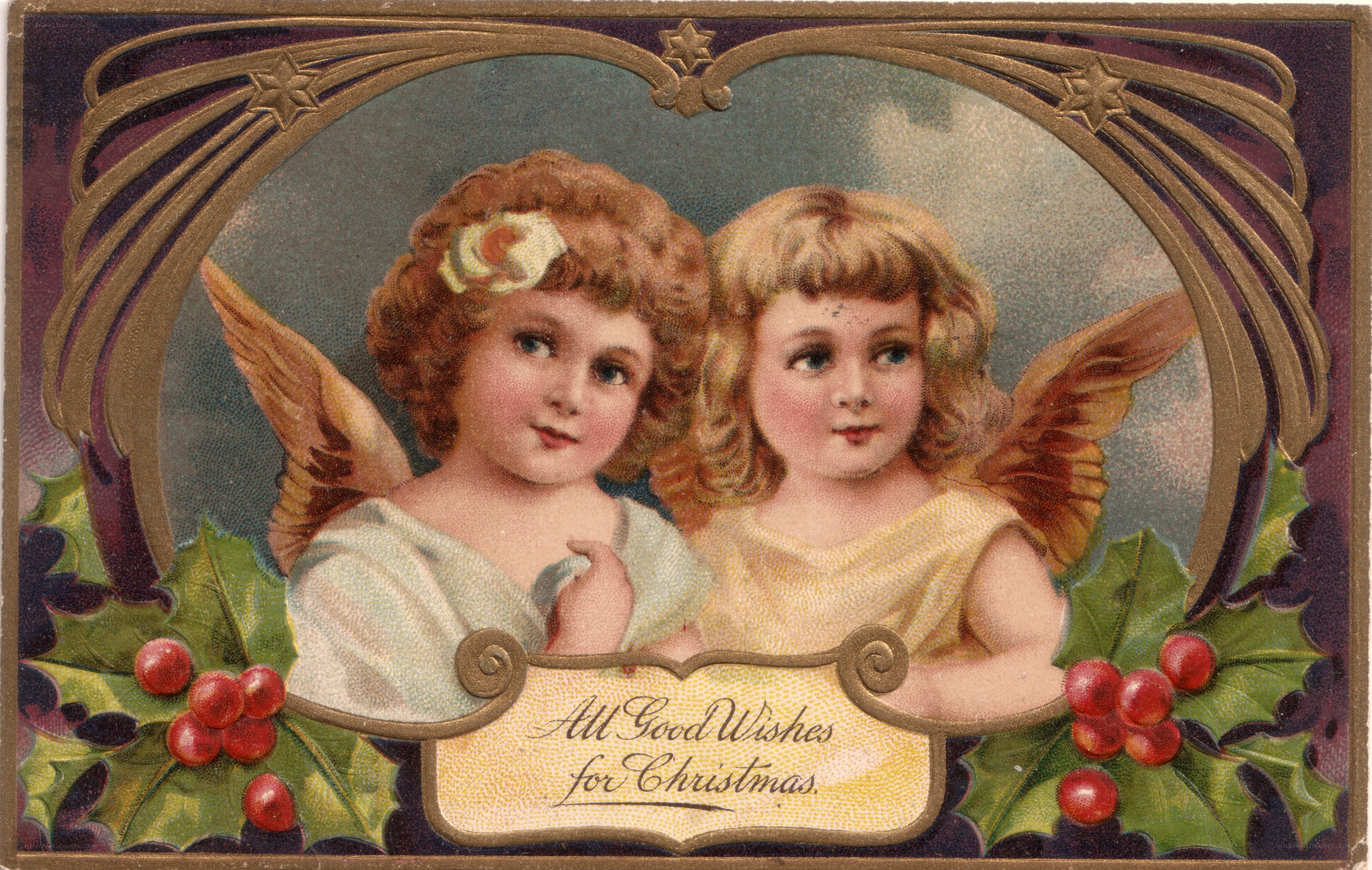 Christmas card with angels