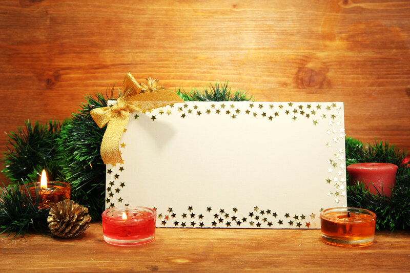Christmas Card with Candles — Brown, Festive