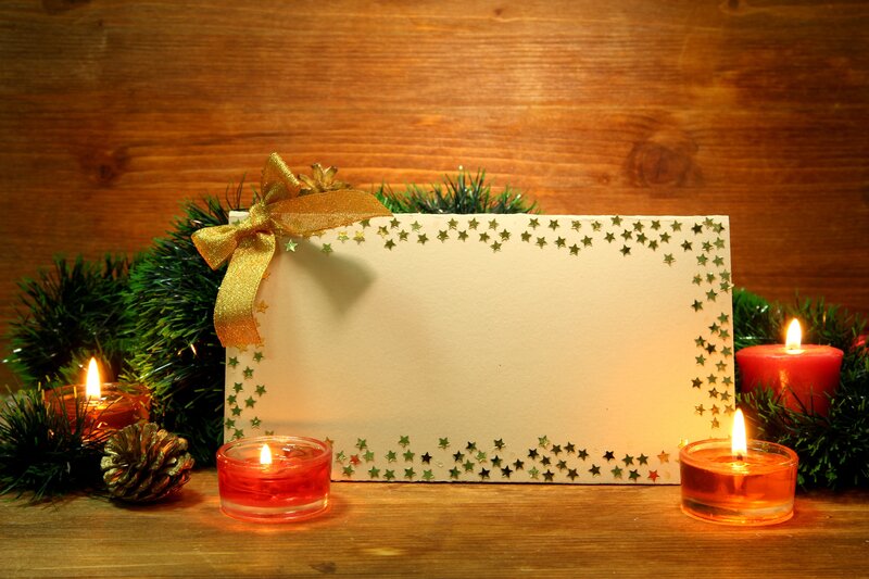 Christmas Card with Candles — Brown