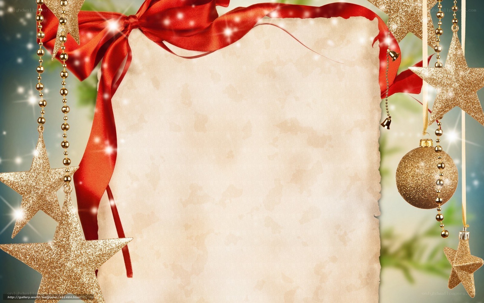 Christmas card with red bow