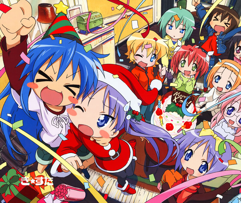 Christmas celebration with anime characters