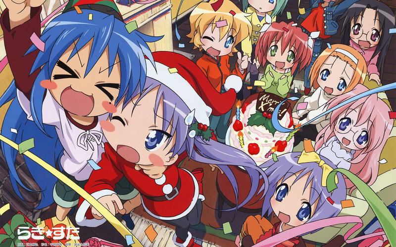 Christmas celebration with anime characters