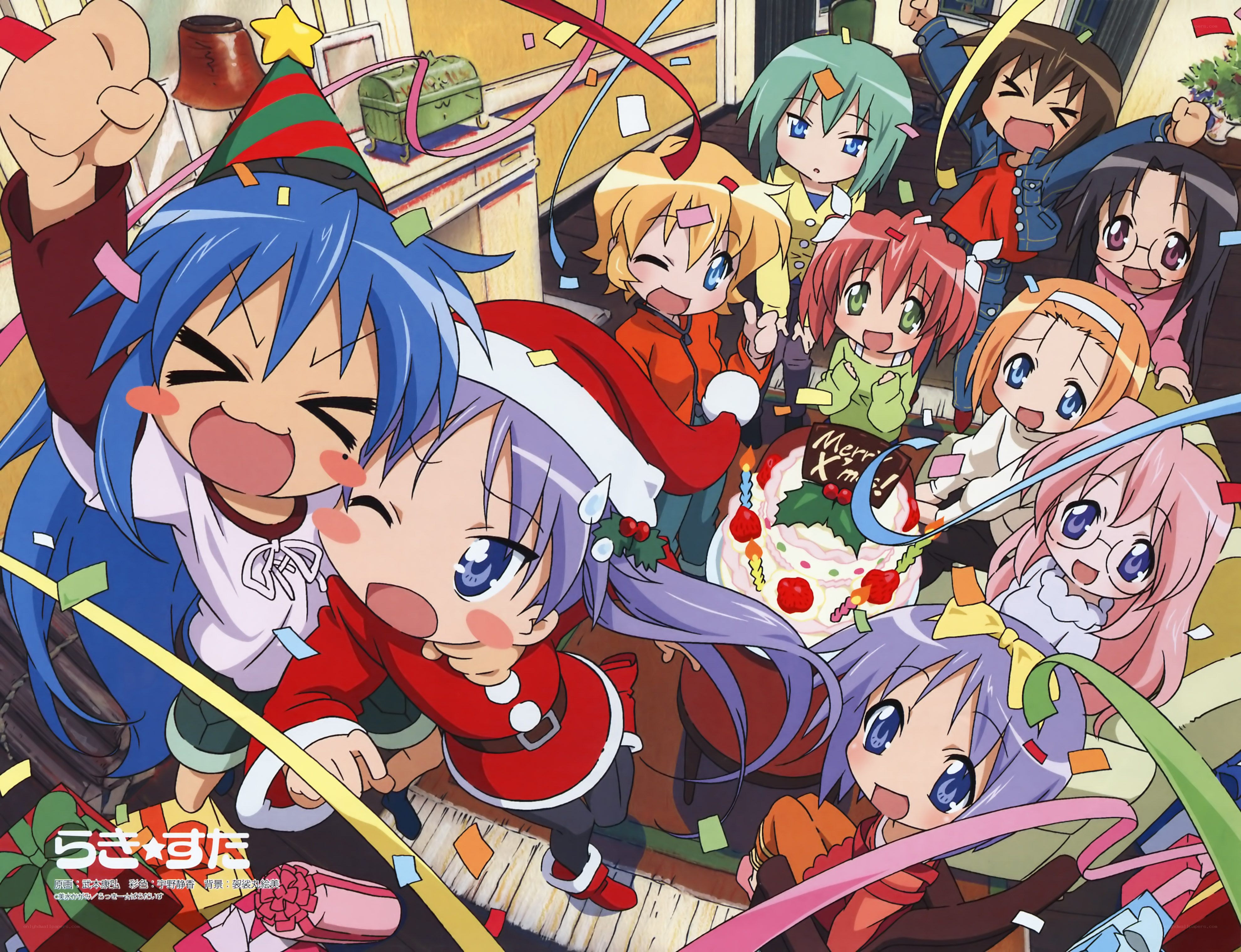 Christmas celebration with anime characters