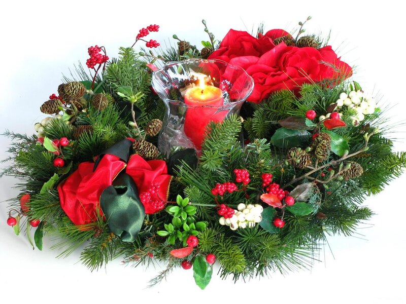 Christmas centerpiece with candle