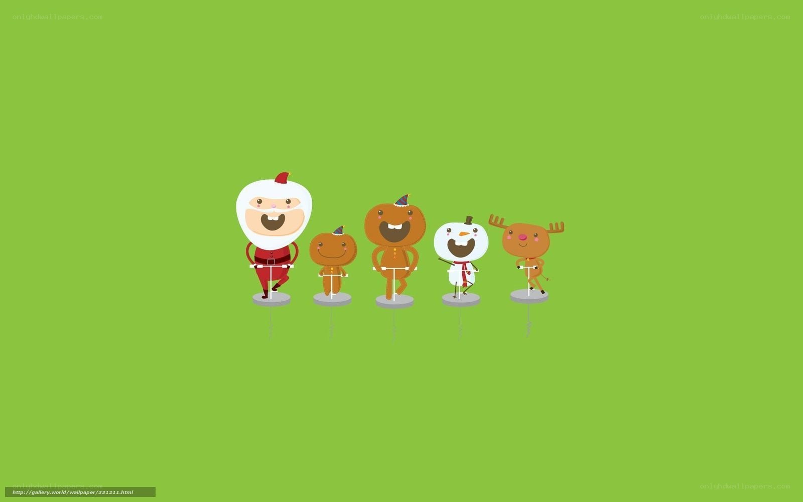 Christmas characters on green