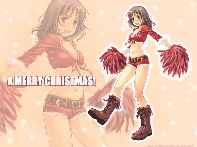 Christmas cheerleader anime art