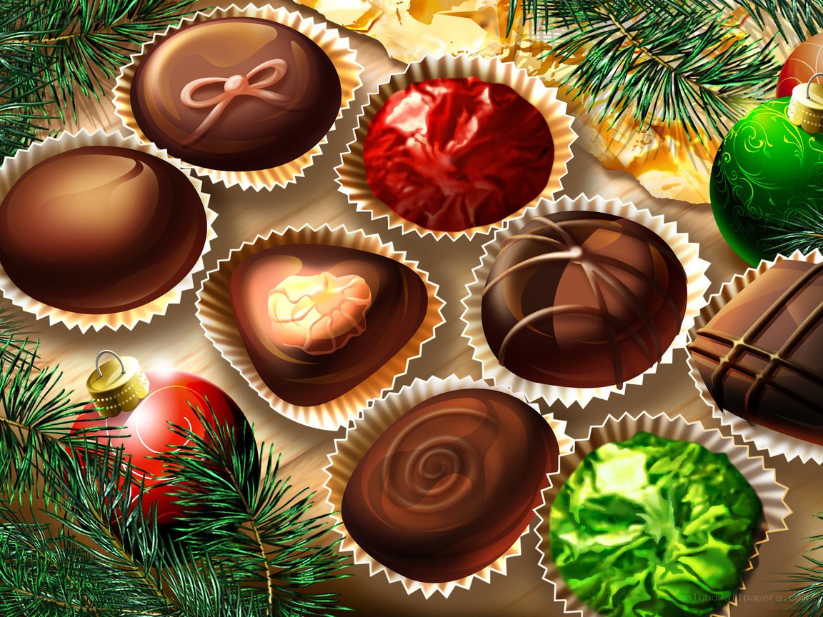 Christmas chocolates and ornaments