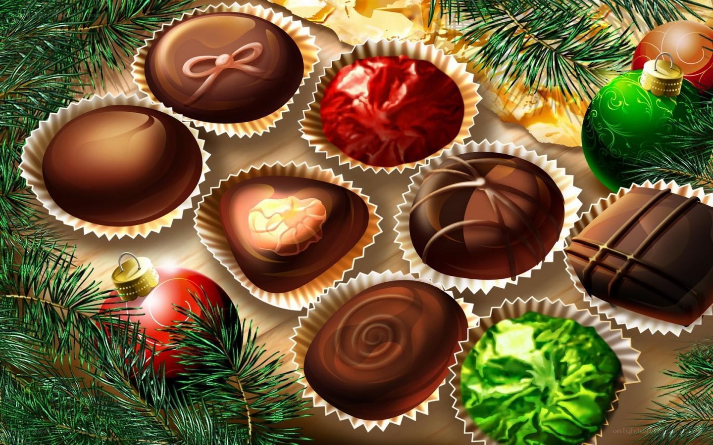 Christmas chocolates and ornaments