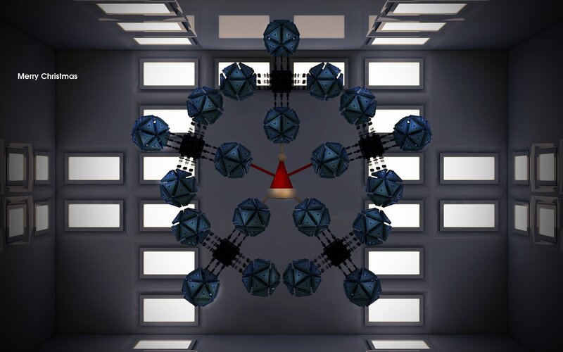 Christmas clock in a futuristic room