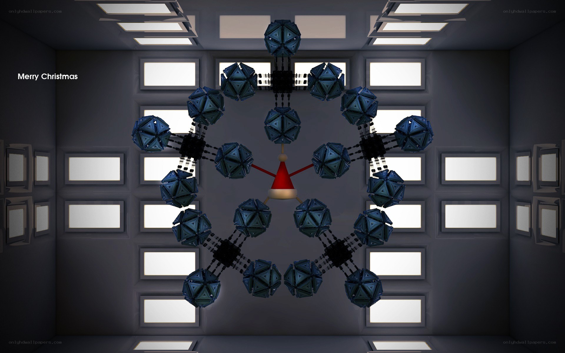 Christmas clock in a futuristic room