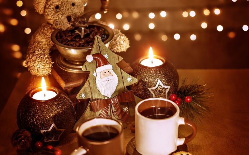 Christmas Coffee Setup — Brown