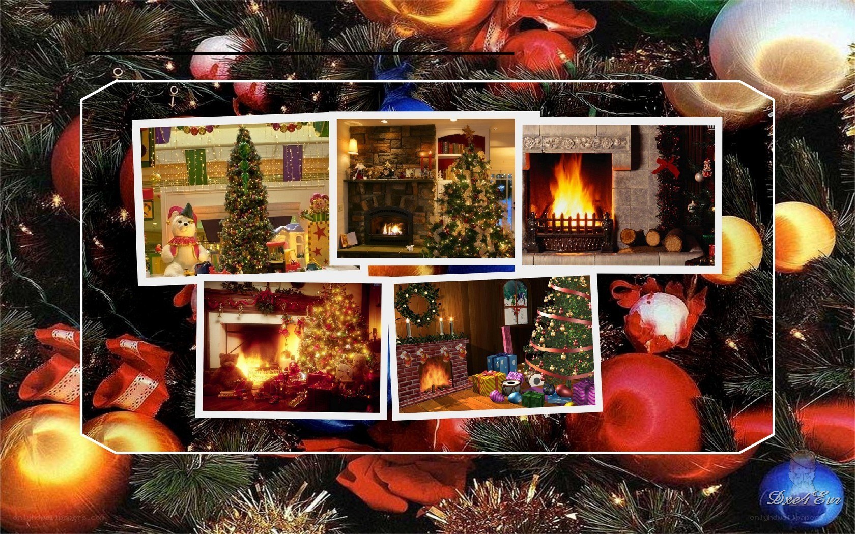 Christmas collage with fireplaces