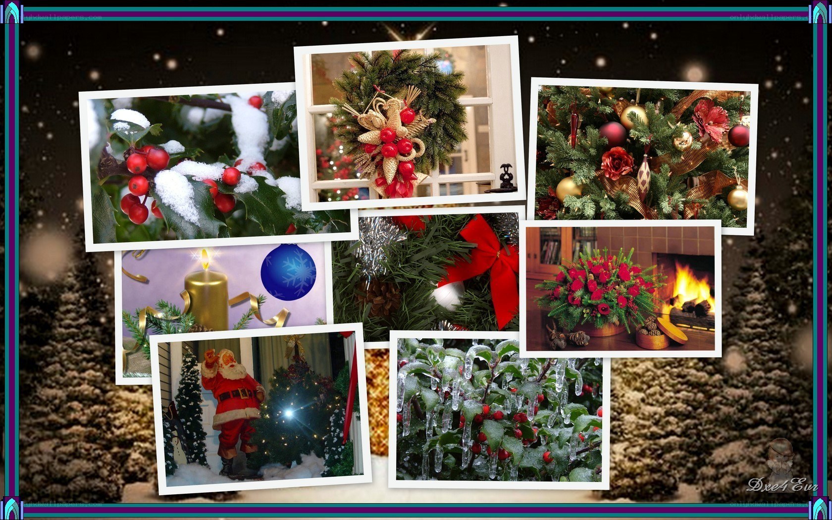 Christmas collage with holiday scenes
