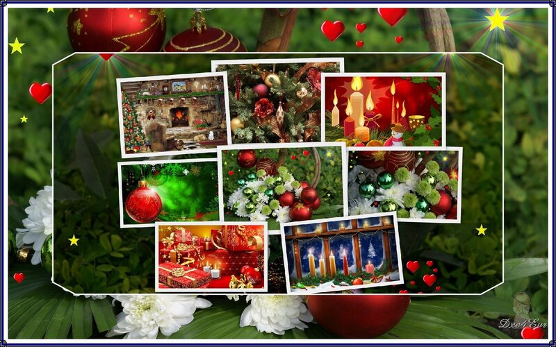 Christmas collage with ornaments