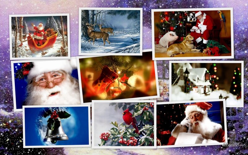 Christmas collage with Santa and scenes