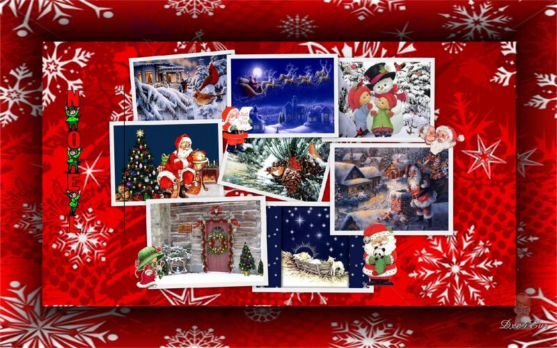 Christmas collage with Santa and snow