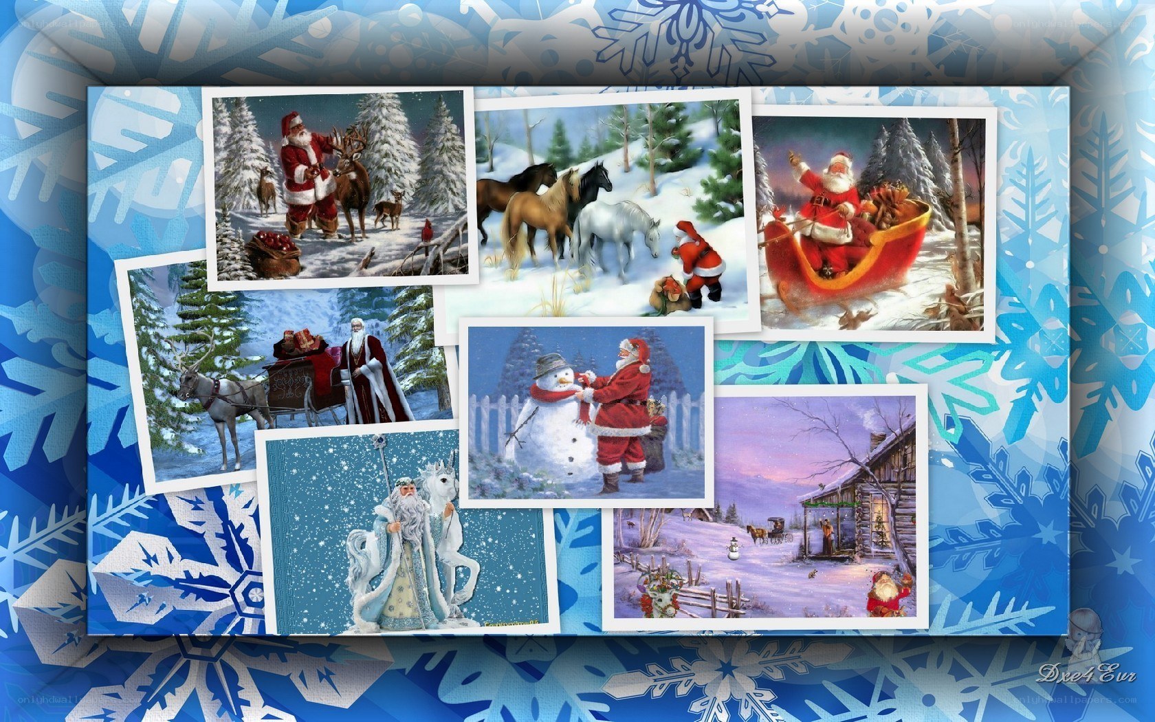 Christmas collage with Santa scenes