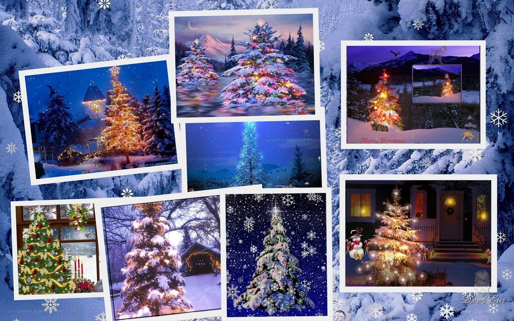 Christmas collage with trees