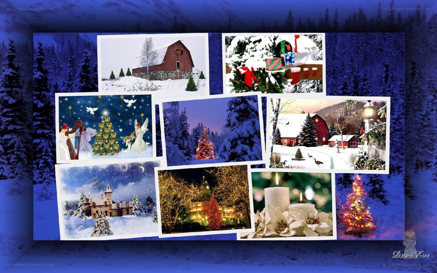 Christmas collage with winter scenes