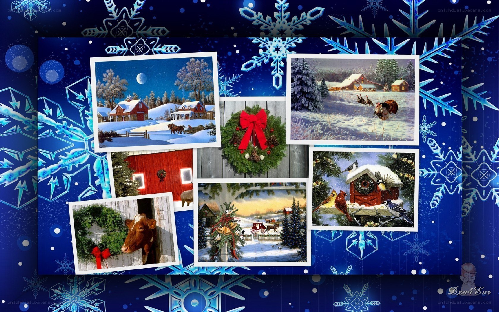 Christmas collage with winter scenes