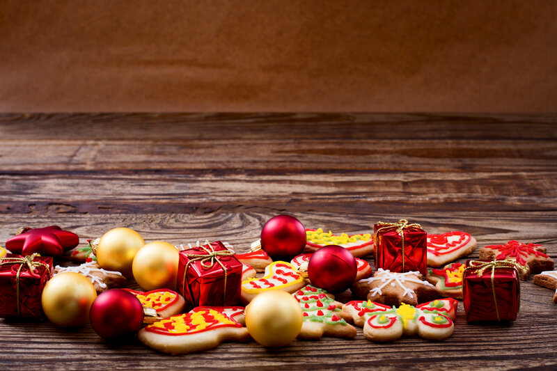 Christmas Cookies and Ornaments — Red, Festive