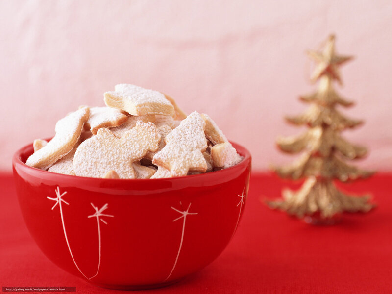 Christmas cookies in red bowl