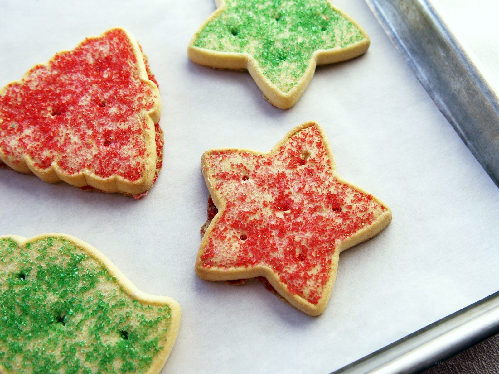 Christmas cookies on baking sheet