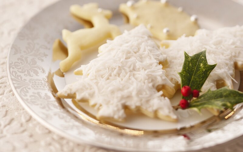 Christmas Cookies on Plate — White