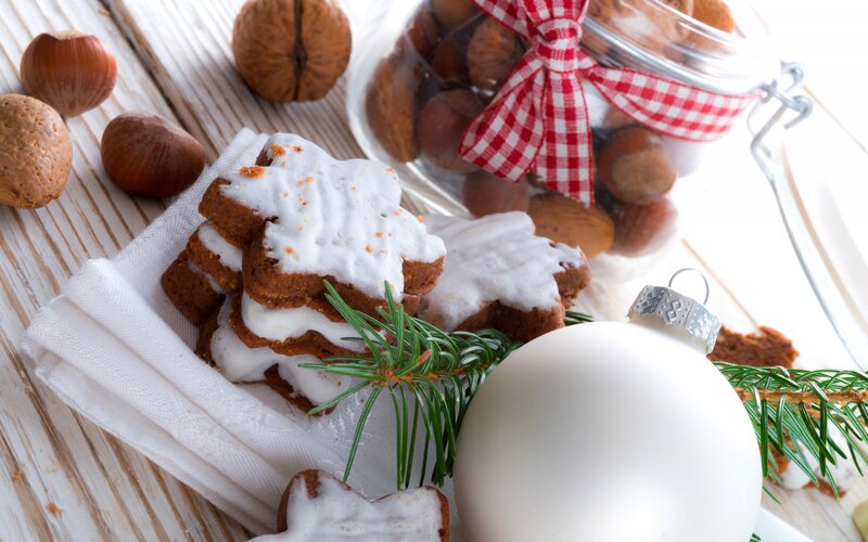 Christmas Cookies on Table — White
