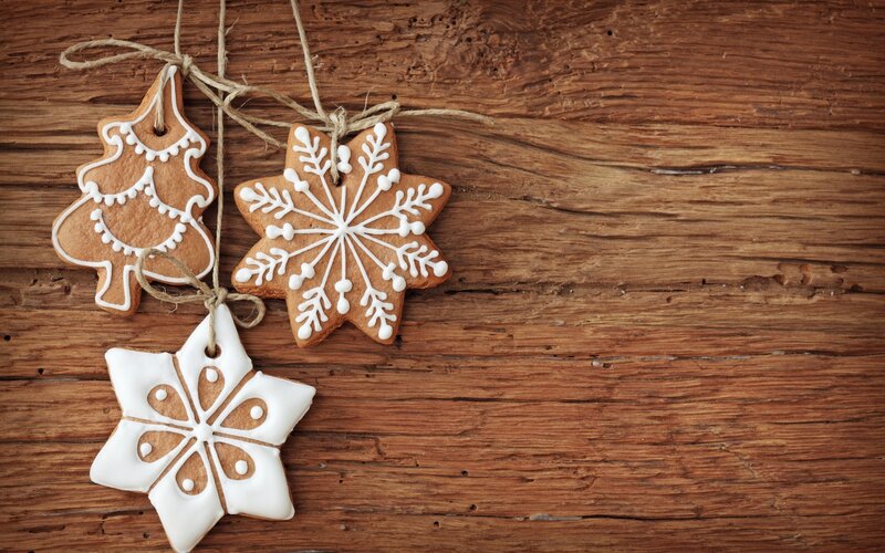 Christmas cookies on wood