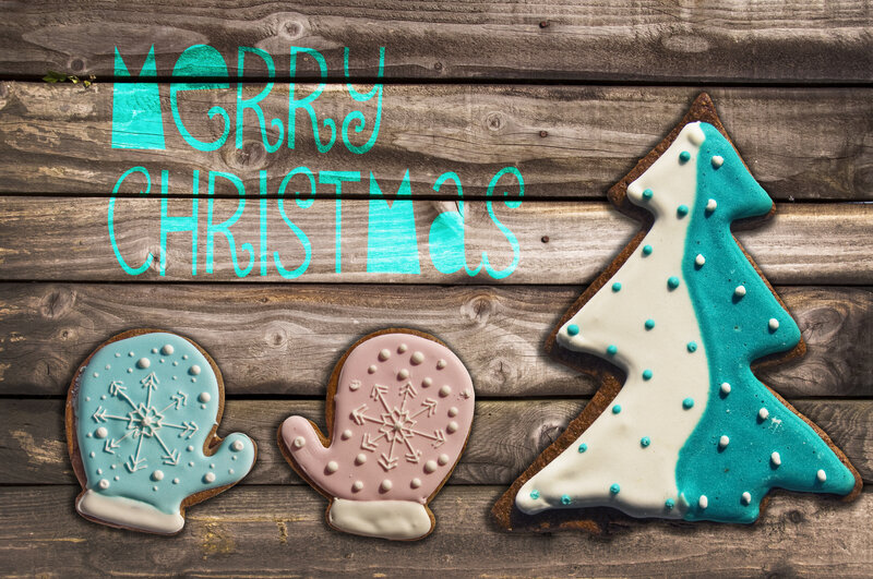 Christmas Cookies on Wood — Brown