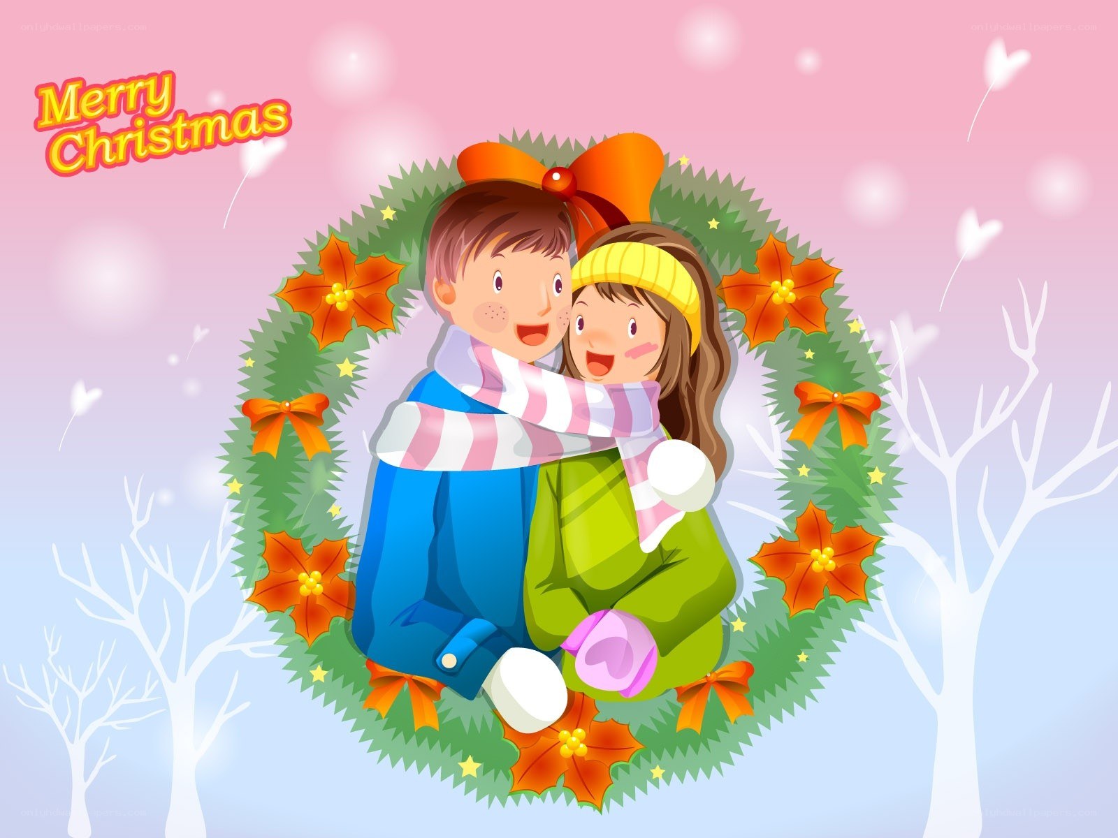 Christmas couple in wreath